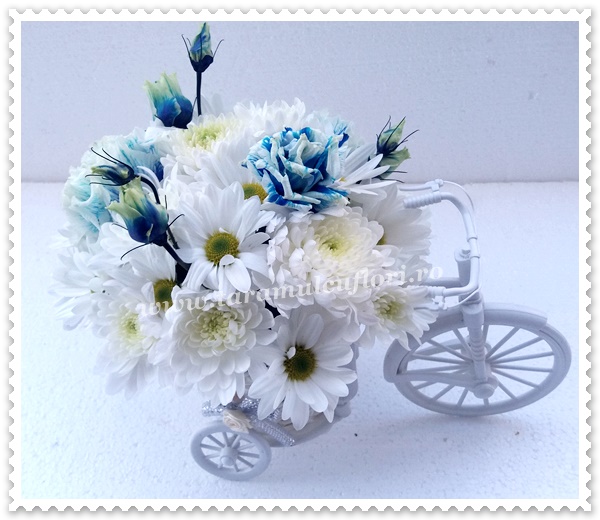 Biciclete cu flori,crizanteme si lisianthus.