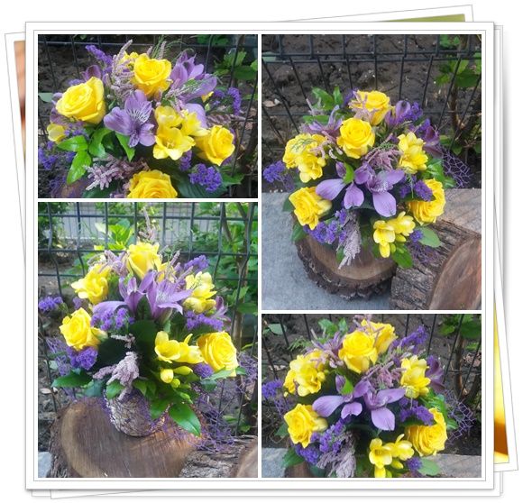 Aranjamente florale-galben si lila.5703